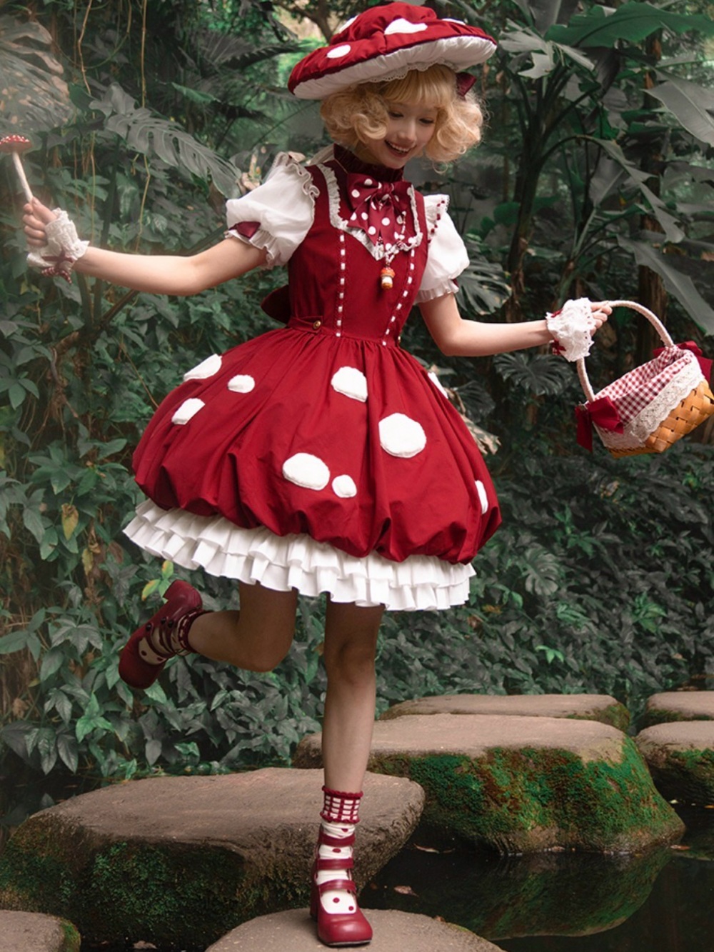 EUC Mushroom Wonderland Lolita OP Dress by Nikki Tomorrow